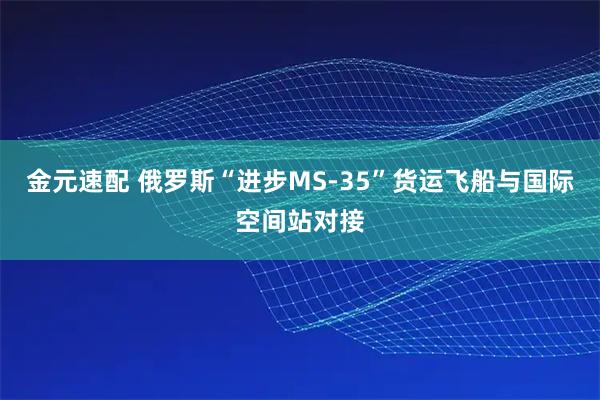 金元速配 俄罗斯“进步MS-35”货运飞船与国际空间站对接